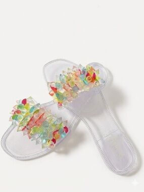 Rouge Helium Clear Jelly Gem Slide Sandals
